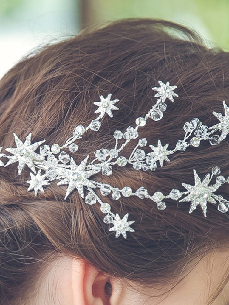 Pince à Cheveux Étoile Rayons Strass Argent 4