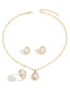 3PCS Parure Bijoux Dorée Perle Baroque