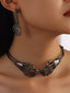 Collier Et Boucles D’oreilles Mains Squelette Noir Style Gothique