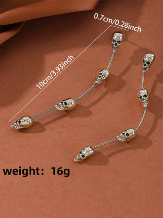 Boucles d'oreilles pendantes argentées à crâne gothique