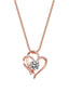 Collier vintage doré à double cœur et zircon transparent