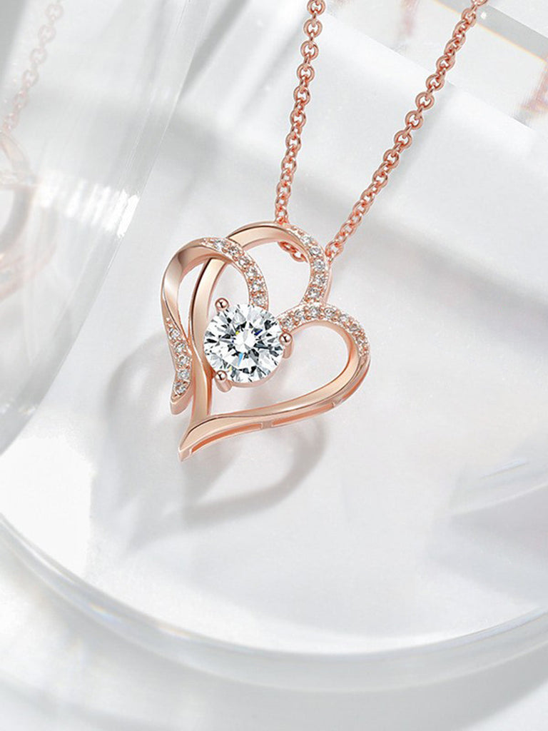 Accessoires Vintage Doré Double Cœur Transparent Zircon Amour 2
