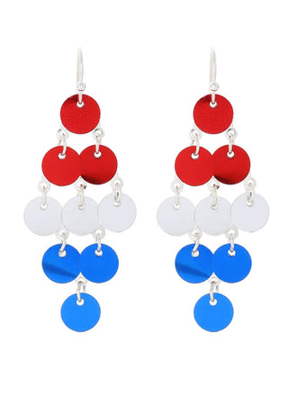 Boucles d'Oreilles Pendantes à Paillettes Rouge Blanc et Bleu