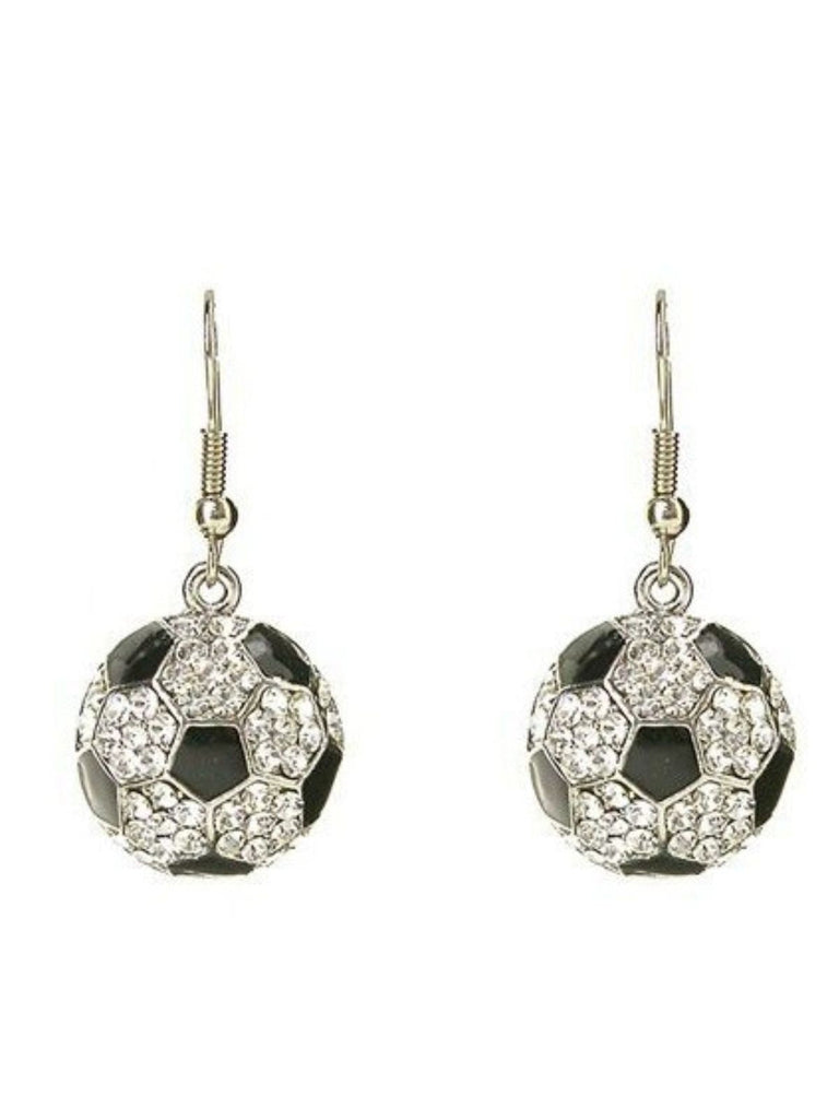 Boucles d'Oreilles Strass Ballon de Football Pendantes