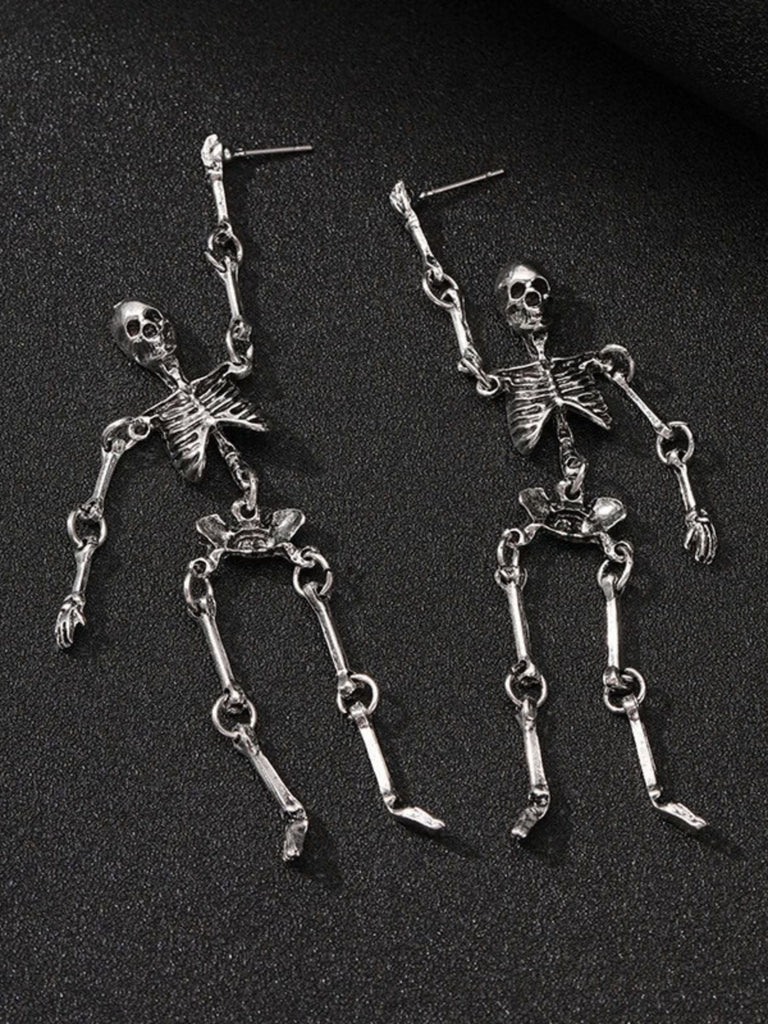 Boucles d’oreilles pendantes Halloween à squelette et chaînes - 3