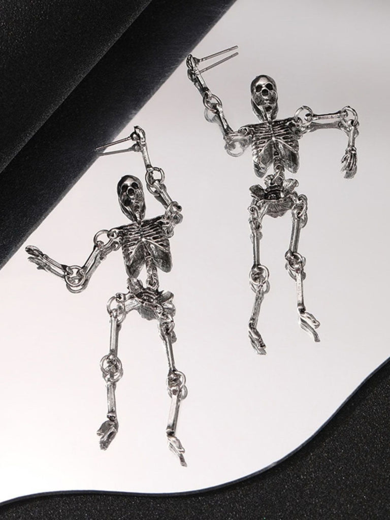 Boucles d’oreilles pendantes Halloween à squelette et chaînes - 4
