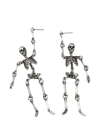 Boucles d’oreilles pendantes Halloween à squelette et chaînes - 1