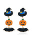 Boucles d'oreilles émail citrouille d'Halloween chapeau de sorcier chauve-souris et bonbon