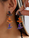 Boucles d’oreilles émaillées d’Halloween à citrouille, chapeau de sorcier, chauve-souris et bonbon