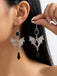 Boucles d'Oreilles Pendantes Gothiques en Argent avec Chauve-Souris et Pierres Précieuses