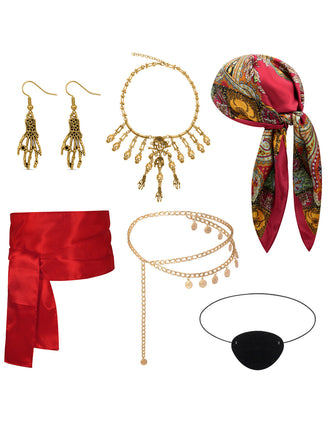 Ensemble accessoires de pirate avec bijoux, foulard et ceinture - 2