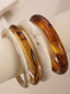 4PCS Ensemble de bracelets joncs empilables en résine marbrée ambre et ivoire