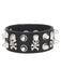 Bracelet manchette punk en cuir clouté à crâne