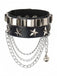 Bracelet noir en cuir à étoiles cloutées et chaînes superposées - 1