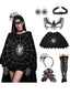 Ensemble d'accessoires cape noire d'Halloween motif de toile d'araignée