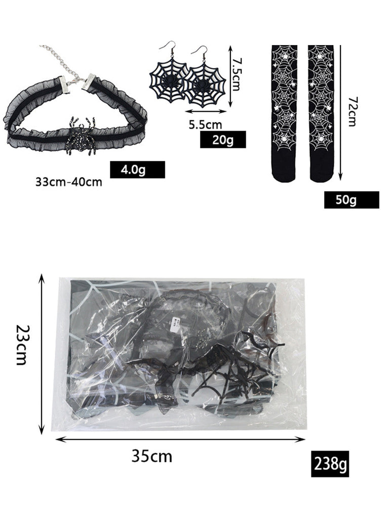 Ensemble d’accessoires noir d’Halloween avec cape à toile d’araignée