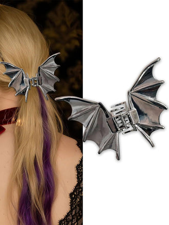 Pince à cheveux gothique vintage en forme d’ailes de chauve-souris métalliques