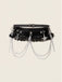 Ceinture harnais gothique noire à étoiles, chaînes, dentelle et volants