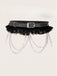 Ceinture harnais gothique noire à étoiles, chaînes, dentelle et volants