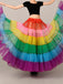 Jupon arc-en-ciel en tulle étagé avec cerceau années 1950