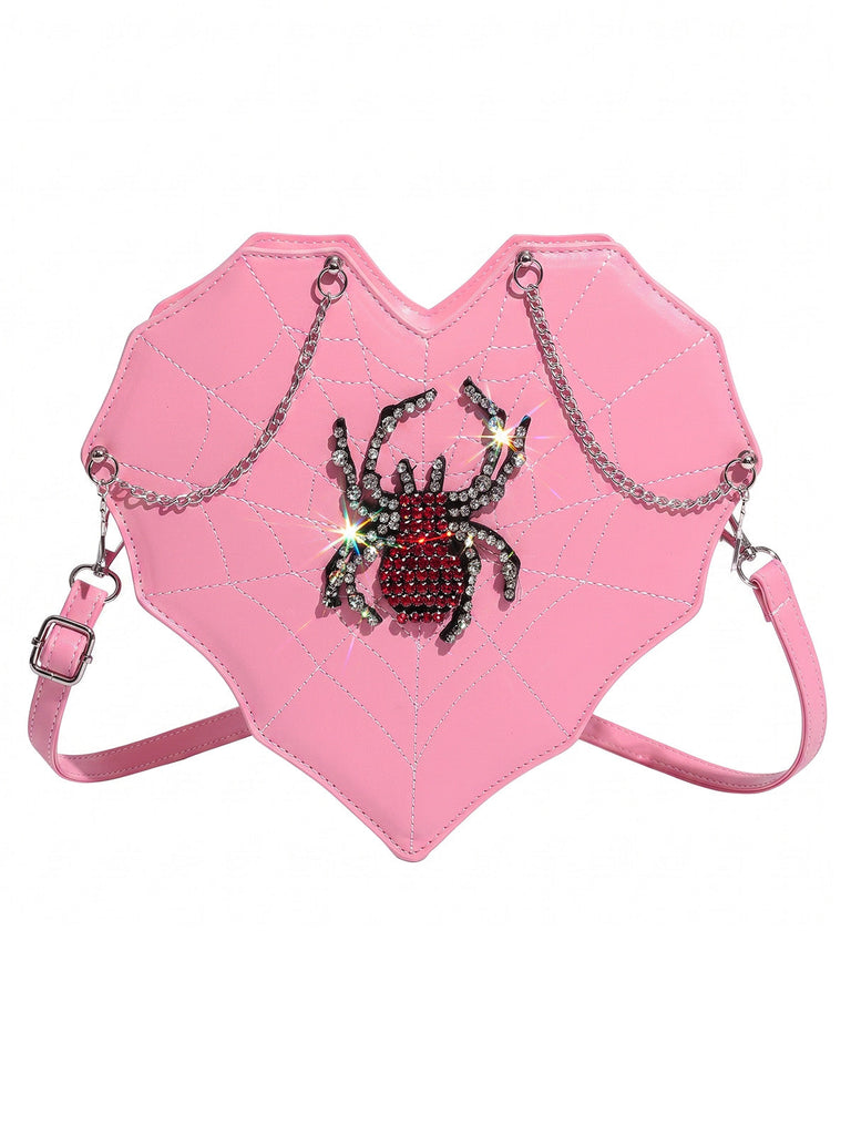Sac à bandoulière gothique chauve-souris à toile d’araignée et strass
