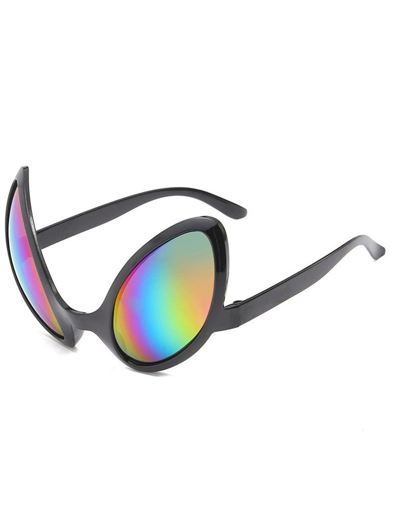 Lunettes de fête Space Age Alien à verres miroir arc-en-ciel
