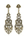 Boucles d’oreilles pendantes vintage dorées à filigrane, cristal et motifs géométriques - 1