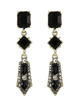 Boucles d’oreilles pendantes Art déco à strass géométriques