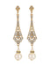 Boucles d’oreilles pendantes vintage en alliage, perles et strass - 1