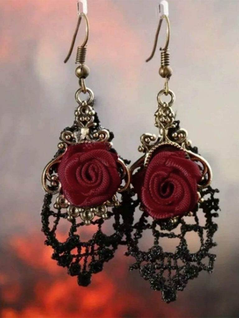 Boucles d’oreilles pendantes gothiques à roses - 2