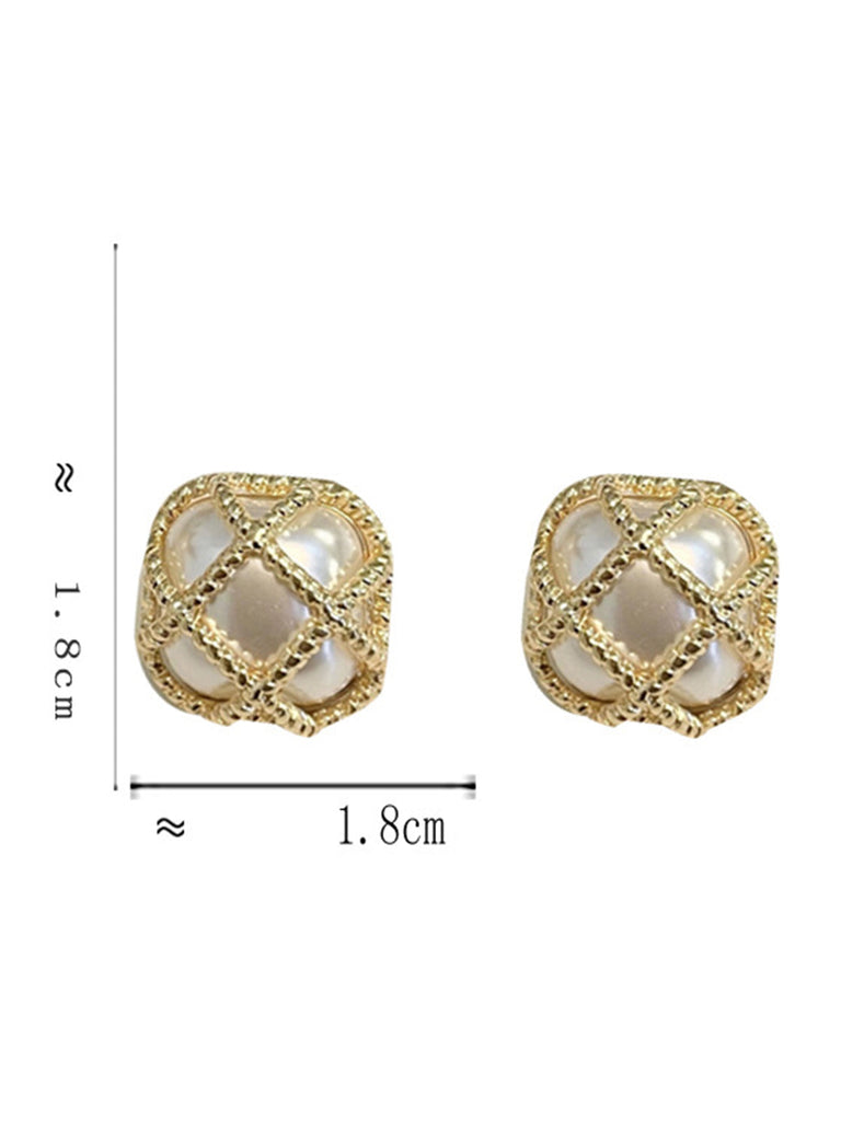 Boucles d'oreilles vintage en alliage d'or et perles