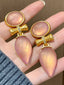 Boucles d'oreilles vintage en forme de goutte d'eau en or rose