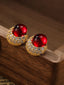 Boucles d'oreilles vintage en alliage de rubis et strass