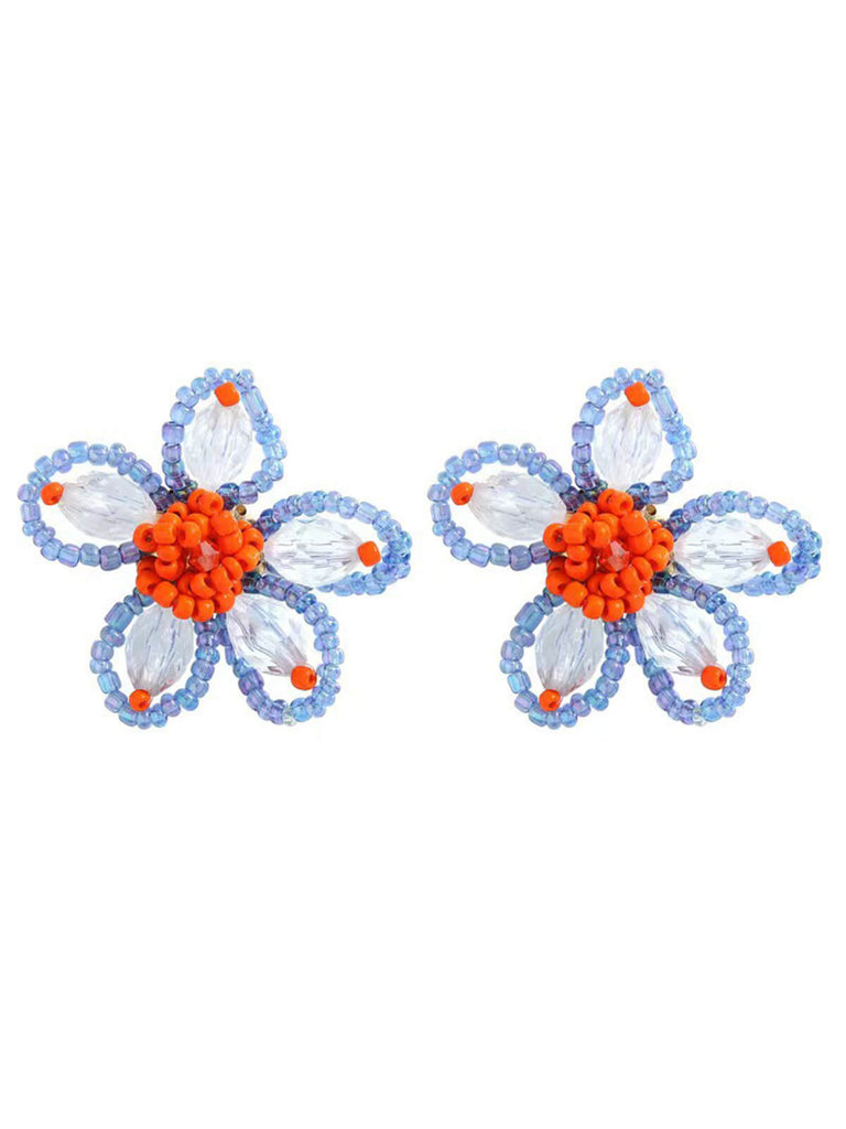 Jolies boucles d'oreilles à tige avec perles et fleurs