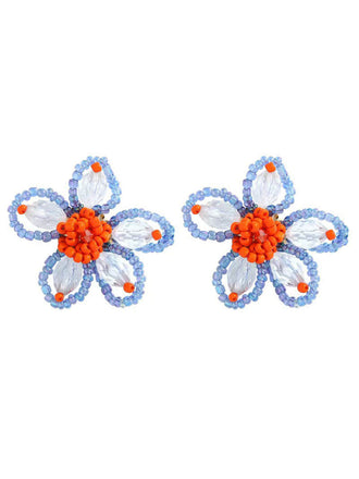 Jolies boucles d'oreilles à tige avec perles et fleurs