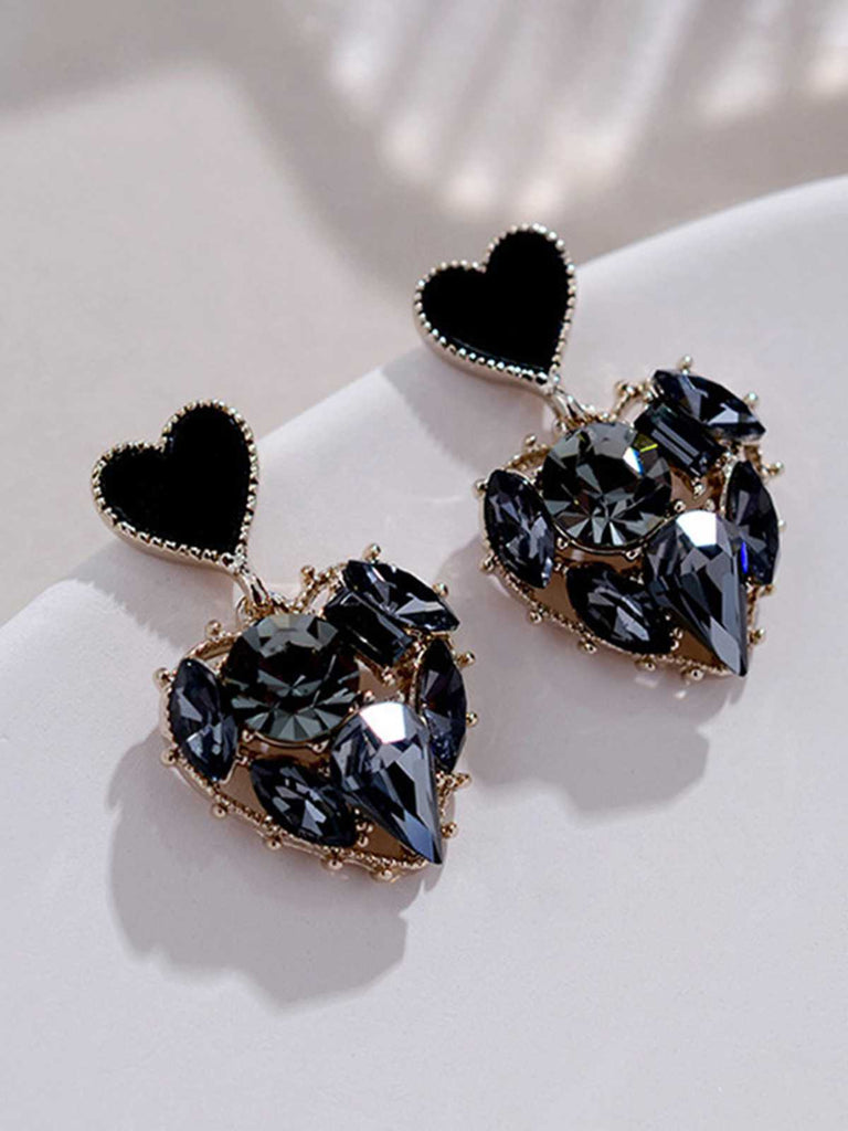 Boucles d'oreilles coeur en diamant noir