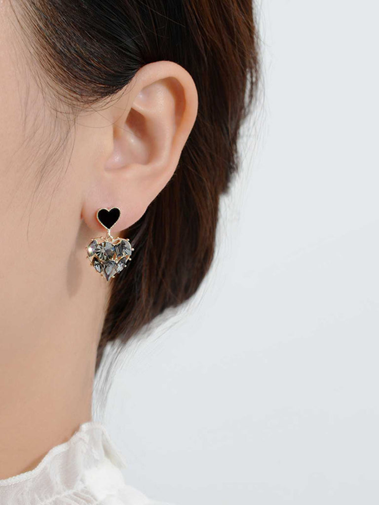 Boucles d'oreilles coeur en diamant noir