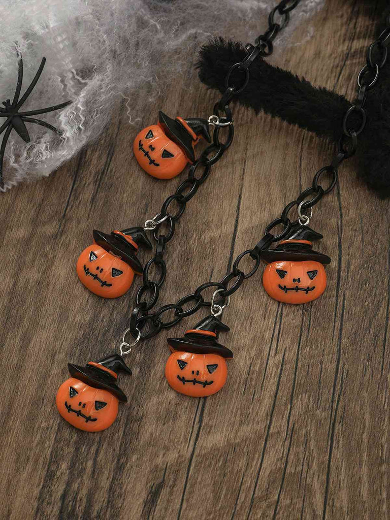 Collier de clavicule de chauve-souris fantôme et citrouille d'Halloween