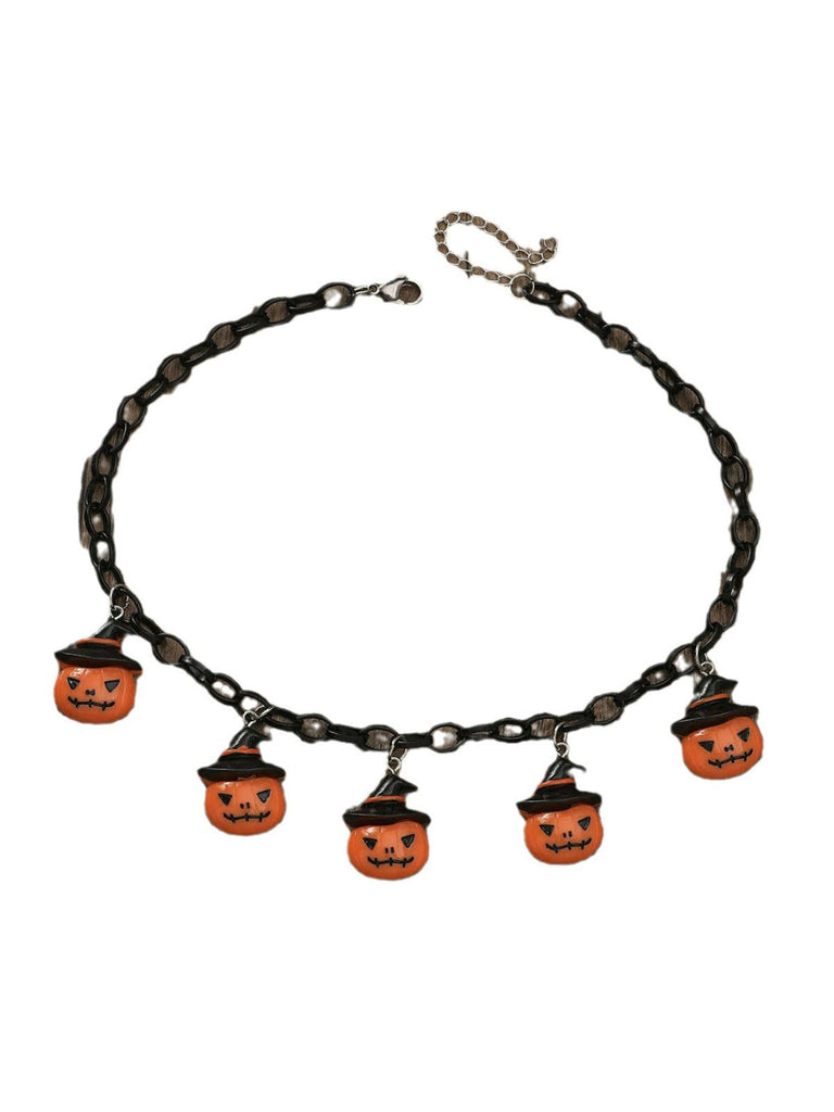 Collier de clavicule de chauve-souris fantôme et citrouille d'Halloween