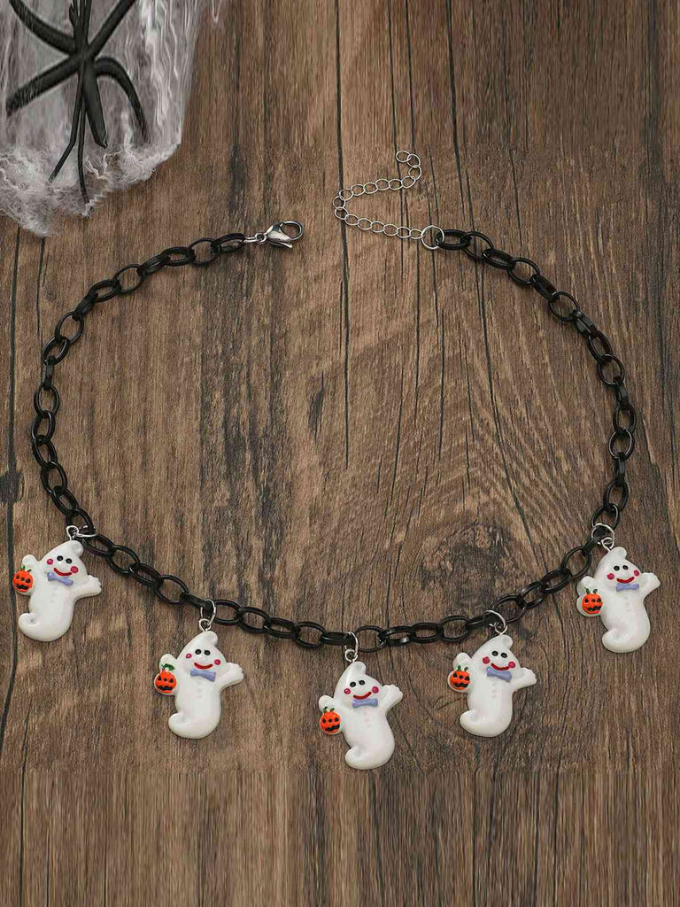 Collier de clavicule de chauve-souris fantôme et citrouille d'Halloween