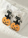 Boucles d'oreilles chat et citrouille d'Halloween effrayantes