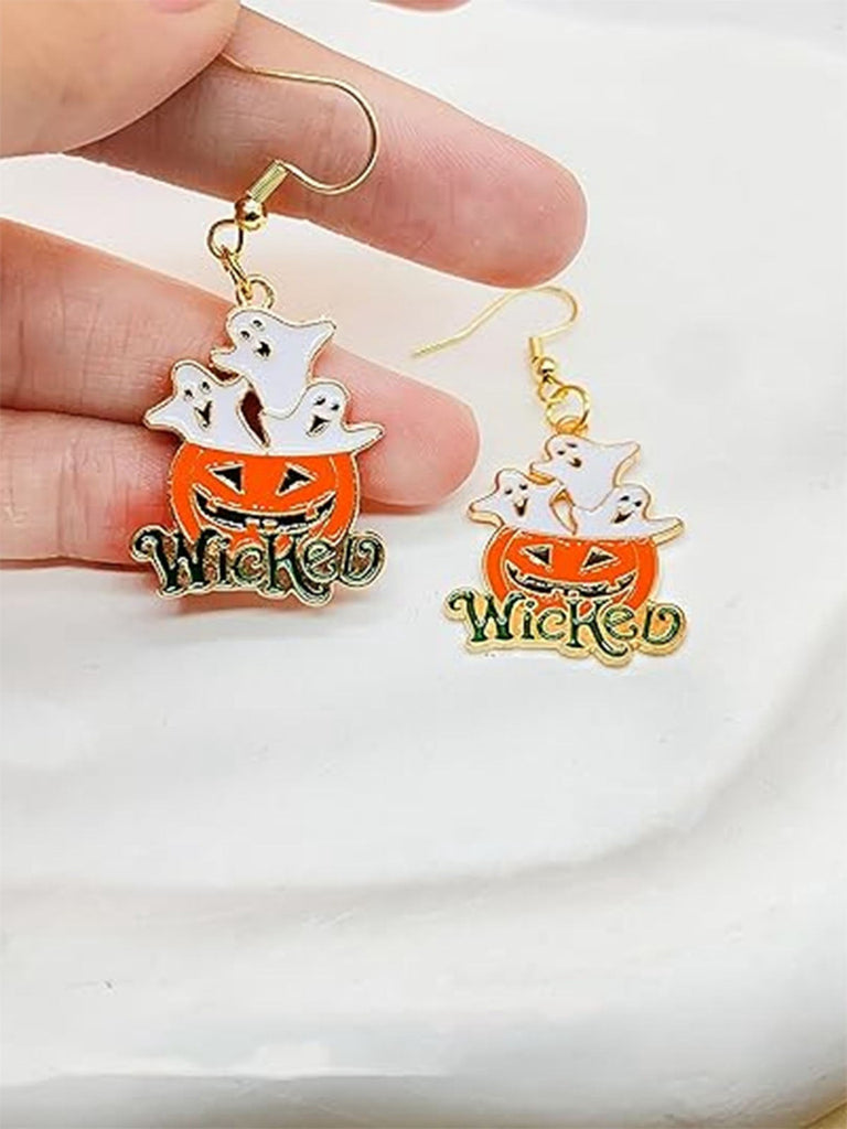 Boucles d'oreilles orange citrouille et fantôme d'Halloween