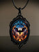 Collier pendentif vintage chauve-souris noir creux sculpté