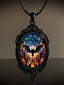 Collier pendentif vintage chauve-souris noir creux sculpté