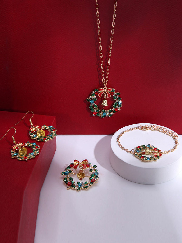 Ensemble de bijoux en strass colorés avec couronne de Noël