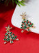 Boucles d'oreilles sapin de Noël vert et strass étoiles