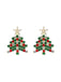 Boucles d'oreilles sapin de Noël vert et strass étoiles