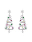 Boucles d'oreilles argentées avec strass colorés en forme de sapin de Noël