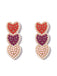 Boucles d'oreilles pendantes en perles d'imitation coeurs multicolores