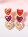 Boucles d'oreilles pendantes en perles d'imitation coeurs multicolores